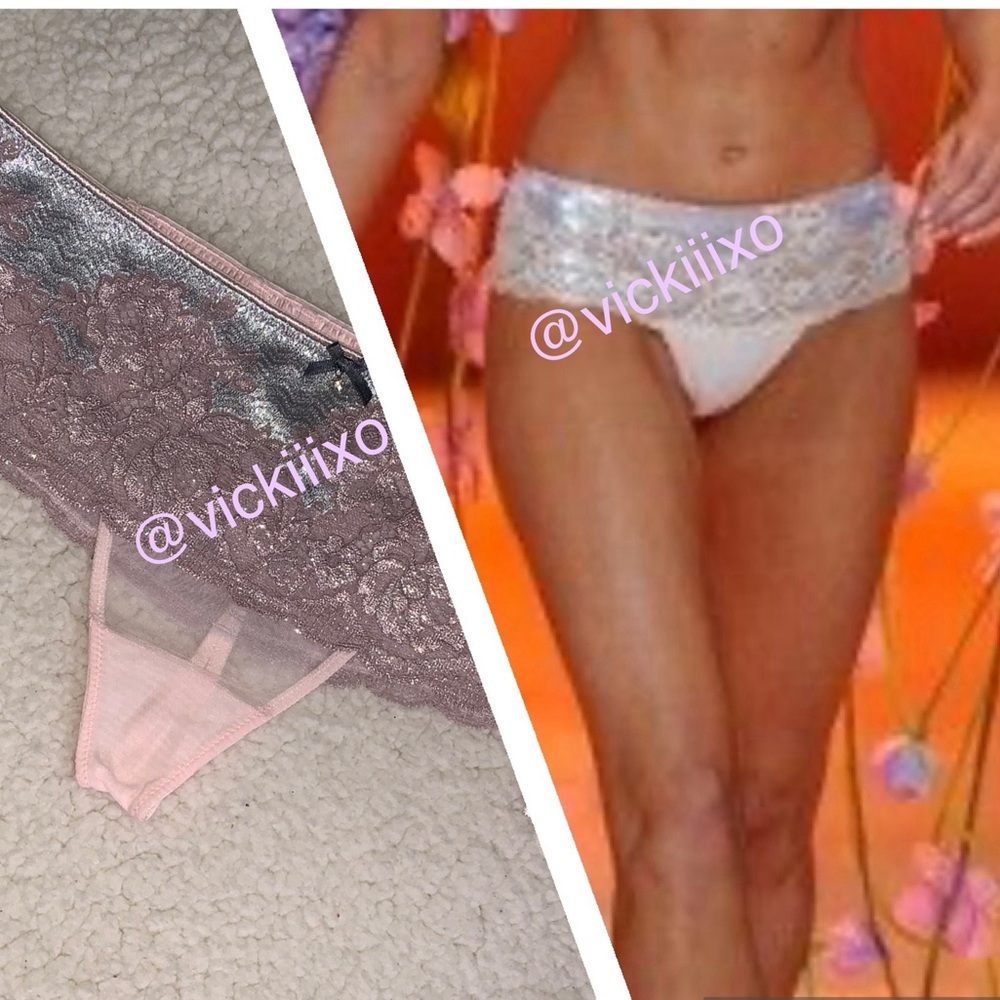 Victoria's Secret Silver and Pink Lace Panty